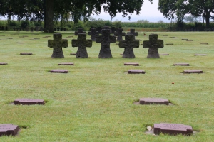 The five-cross motif is present throughout the cemetery - the sets mark off each of the grave blocks.