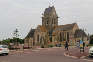 This is the main church in St Mere Ingleis -- you can see the paratrooper near the top of the spire.