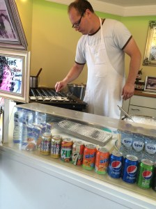 The Poffertjes man, making my Dutch pancakes