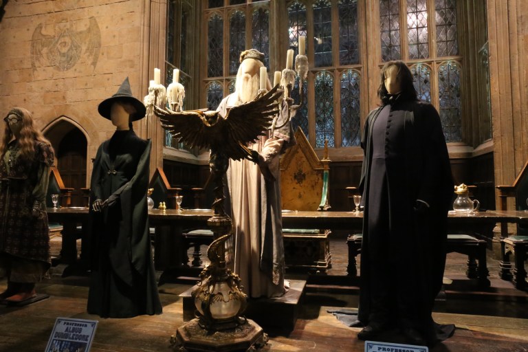 The costumes for McGonagall, Dumbledore and Snape. Snape's costume is the only one in the whole production that was not changed between any of the movies.