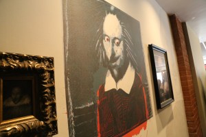 Shakespeare's image is all over town, but this one in particular caught my eye. 