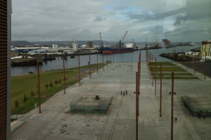 These markers show where the Titanic was berthed until it pushed off. 