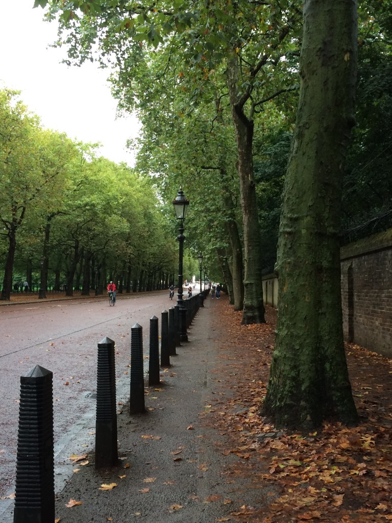 Walkway around one side of Buckingham Palace