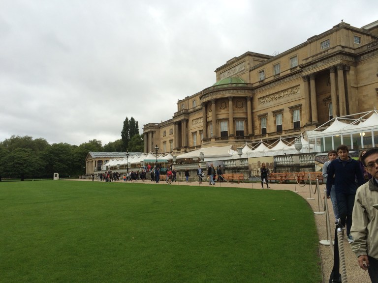 The garden entrance of Buckingham Palace