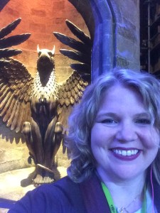 In front of the entrance to Dumbledore's Office