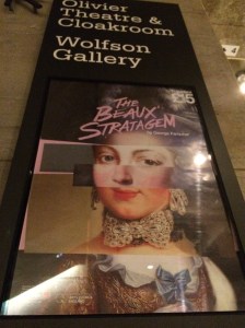 The front image for the play matches the topsy-turvy nature of the production.