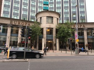 The entrance to the Europa Hotel near City Centre.