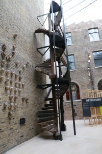 This four-story staircase is from a home in the Netherlands - there are wooden balconies attached at each of the levels.
