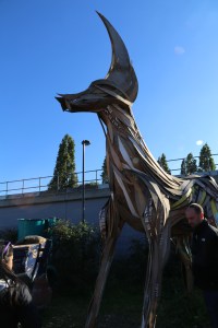 This piece made from reclaimed wood is in the Nomadic Community Gardens as well.