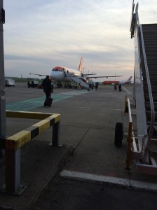 Leaving Belfast Airport. I love it when we get to board the plane from the tarmac.