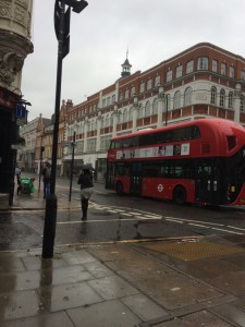 Double-decker in the rain
