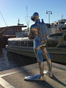 Scuba sculpture in the waterfront
