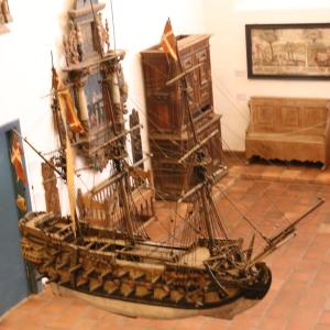 This boat was in the church art exhibit. 