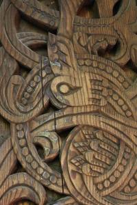 Detail above one of the doors on the stave church