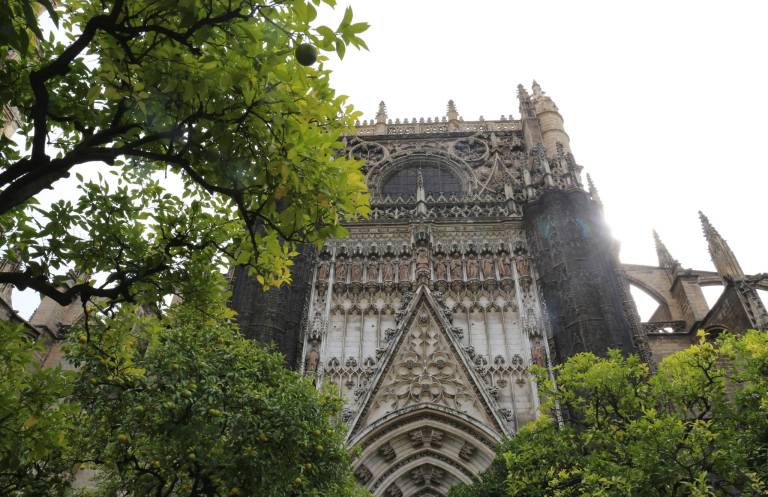 The exterior of the Cathedral from the Orange Court in the rear of the building