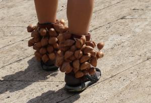 Each of the festival dancers was wearing their own percussion. 