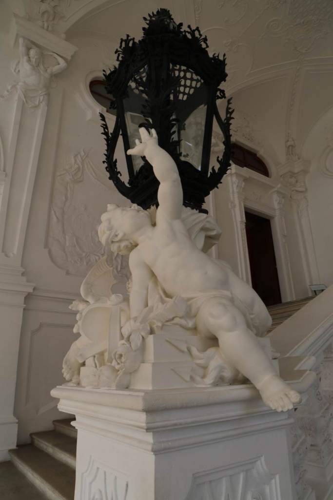 Cherubs in the entryway staircase at the Upper Belvedere