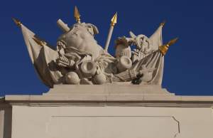 One of the decorations on the gate into the catle