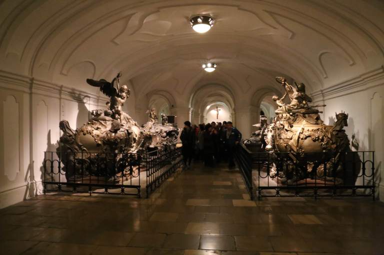 View of the inside of the first section of the crypts