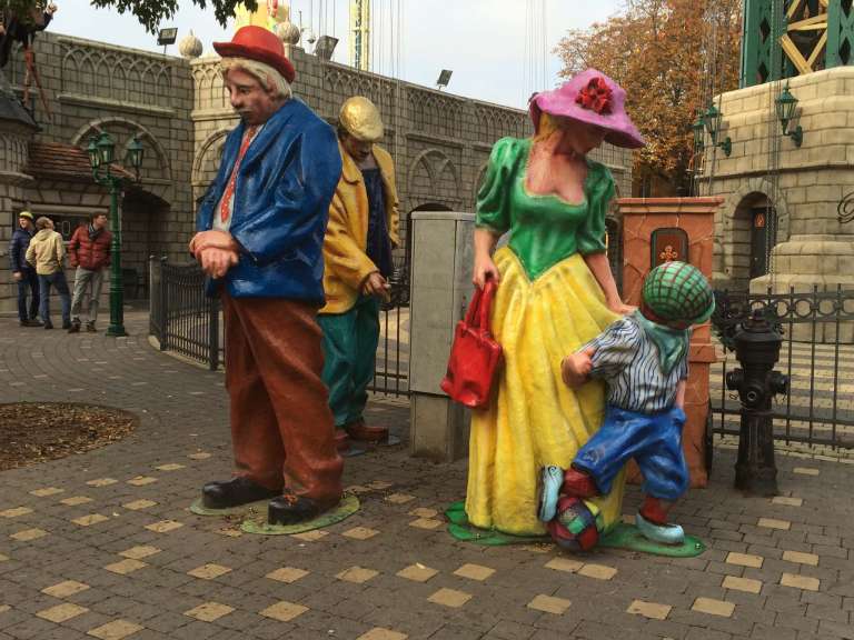 Statues near the kids' section of the park